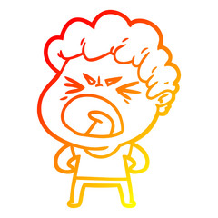 warm gradient line drawing cartoon furious man