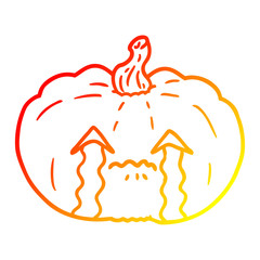 warm gradient line drawing cartoon crying halloween pumpkin