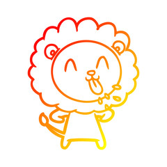 warm gradient line drawing happy cartoon lion