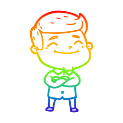 rainbow gradient line drawing happy cartoon man