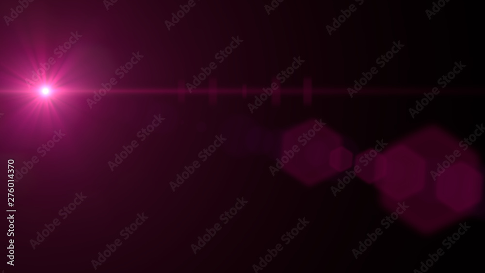 Wall mural 8k lens flare effect overlay texture with bokeh effect and light streak in red and pink with black b