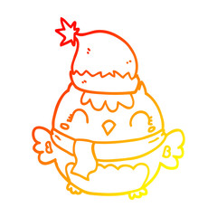 warm gradient line drawing cute christmas owl