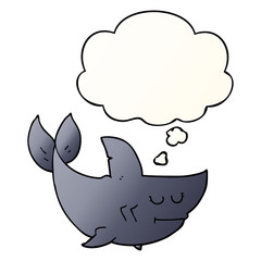 cartoon shark and thought bubble in smooth gradient style
