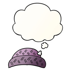 cartoon hat and thought bubble in smooth gradient style