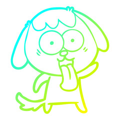 cold gradient line drawing cute cartoon dog