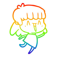 Fototapeta na wymiar rainbow gradient line drawing cartoon woman
