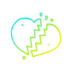 cold gradient line drawing cartoon broken heart