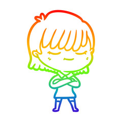 rainbow gradient line drawing cartoon woman