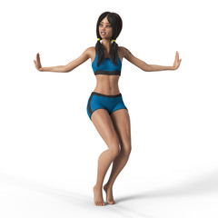 Dancing girl 3d rendering