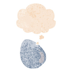 cartoon egg and thought bubble in retro textured style