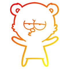 warm gradient line drawing bored bear cartoon