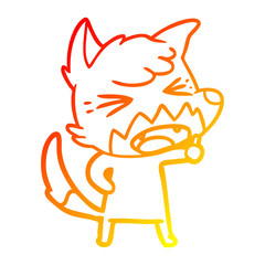 warm gradient line drawing angry cartoon fox