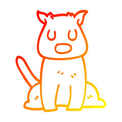 warm gradient line drawing cartoon calm dog
