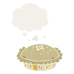 cartoon pie and thought bubble in retro style