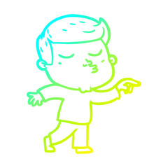 cold gradient line drawing cartoon model guy pouting