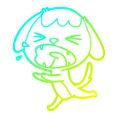 cold gradient line drawing cute cartoon dog