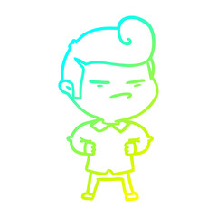 cold gradient line drawing cartoon cool guy with fashion hair cut