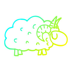 cold gradient line drawing cartoon sheep with horns