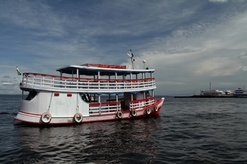 boat in the river, black river in Manaus Amazonas Brazil 