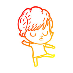 warm gradient line drawing cartoon woman