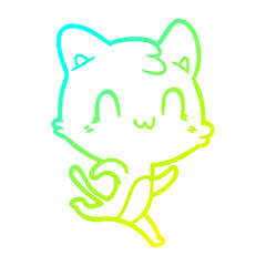 cold gradient line drawing cartoon happy cat