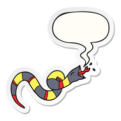 cartoon hissing snake and speech bubble sticker