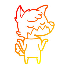 warm gradient line drawing friendly cartoon fox
