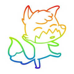 rainbow gradient line drawing cartoon fox