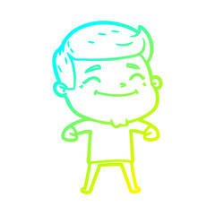 cold gradient line drawing happy cartoon man