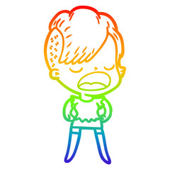 rainbow gradient line drawing cartoon cool hipster girl talking