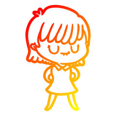 warm gradient line drawing cartoon woman