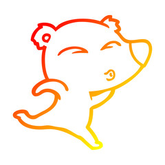 warm gradient line drawing cartoon whistling polar bear