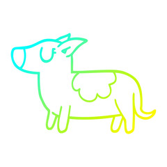 cold gradient line drawing cartoon standing dog
