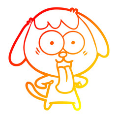 Obraz premium warm gradient line drawing cute cartoon dog