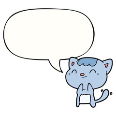 cute cartoon happy little cat and speech bubble