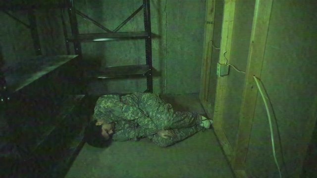 Soldier in military uniform on nightvision