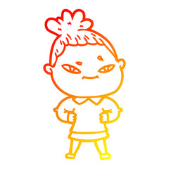 warm gradient line drawing cartoon woman