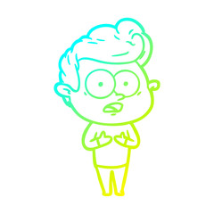 cold gradient line drawing cartoon staring man