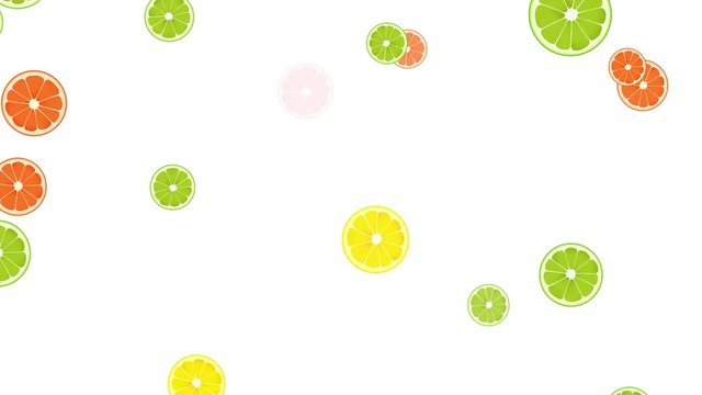 Seamless  Lime, Lemon, Grapefruit & Oranges Colourful Background. High-Quality Animation. 4K, 60fps