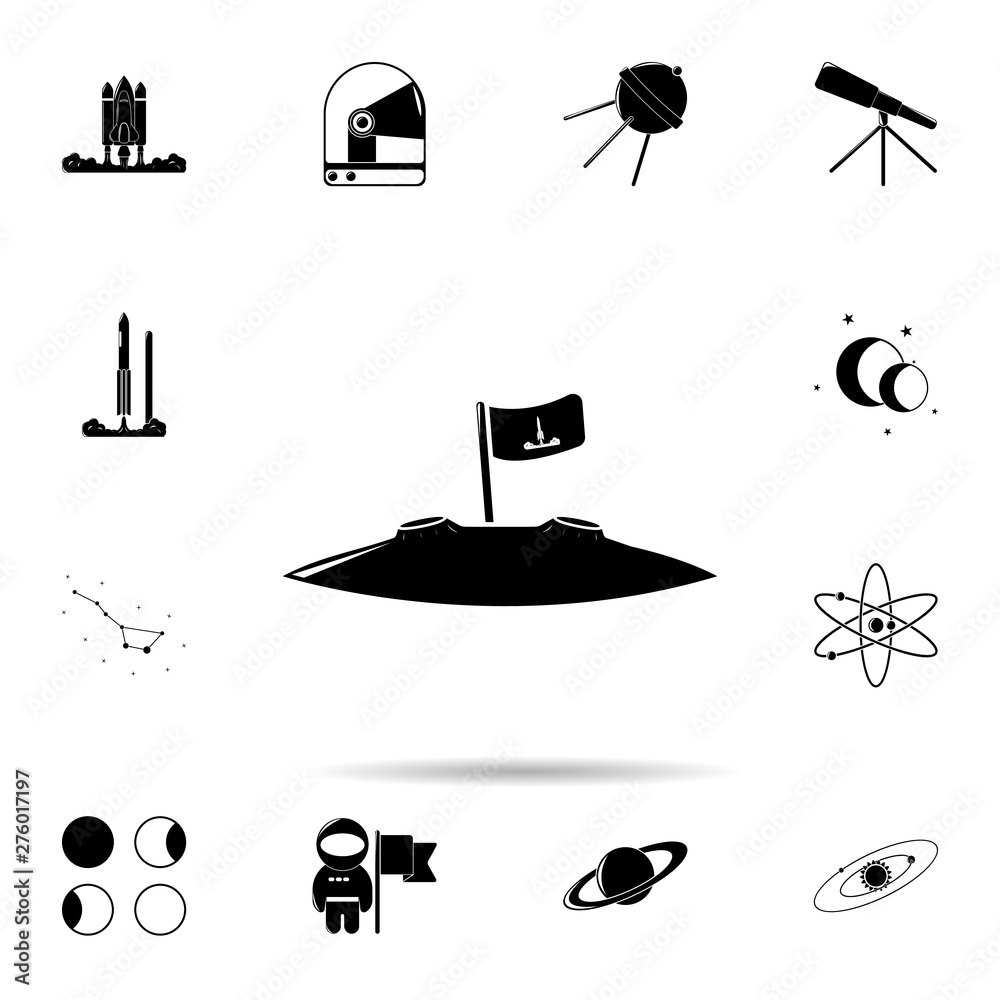 Poster flag on planet icon. universal set of space for website design and development, app development