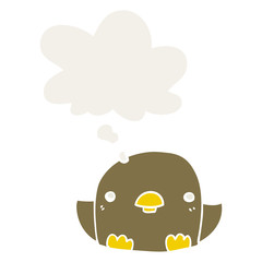 cartoon chick and thought bubble in retro style