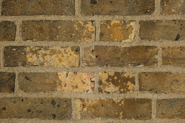 Close up of textured and rough old brick wall for background