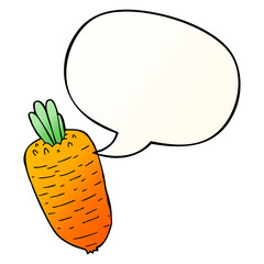 cartoon vegetable and speech bubble in smooth gradient style