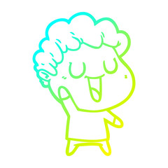 cold gradient line drawing laughing cartoon man
