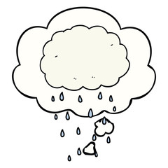 cartoon rain cloud and thought bubble