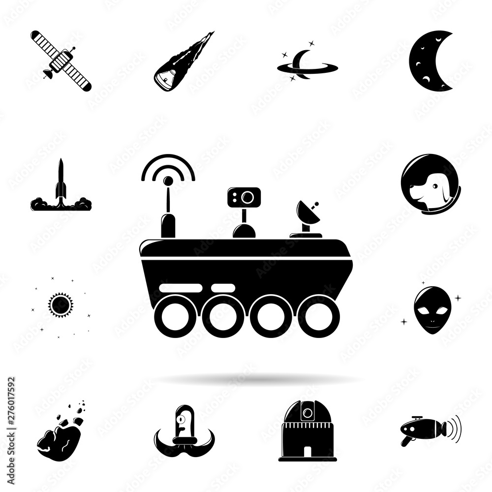 Poster mars move icon. universal set of space for website design and development, app development