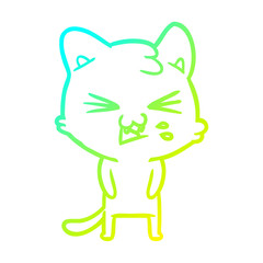 cold gradient line drawing cartoon cat hissing
