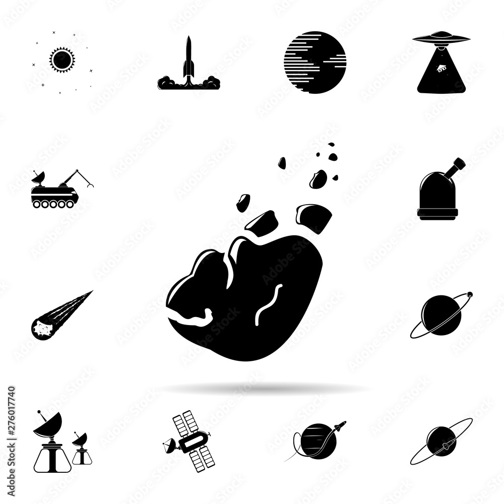 Poster meteorite icon. universal set of space for website design and development, app development
