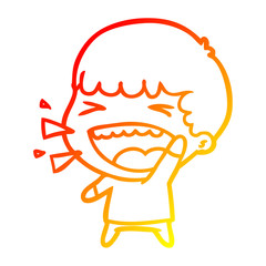 warm gradient line drawing cartoon laughing man