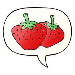 cartoon strawberry and speech bubble in smooth gradient style